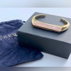 🌷New J. CREW Semiprecious Peach-Stone Triangle-Prism Gold Tone Cuff Bracelet🍃🌷